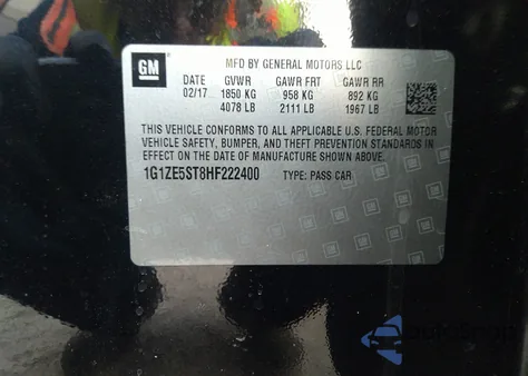 2017 Chevrolet Malibu 1Lt из США, поврежденный, VIN 1G1ZE5ST8HF222400